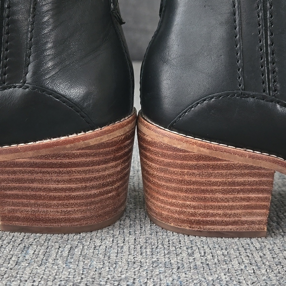 Madewell Black Leather Bonham Chelsea Western Ankle Booties Size 9.5 - Picture 10 of 16